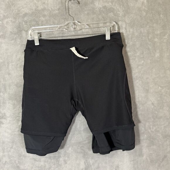 Fabletics Mens Lined Athletic Short Large Solid Black Athletic Gym Run Pull On - Picture 9 of 9